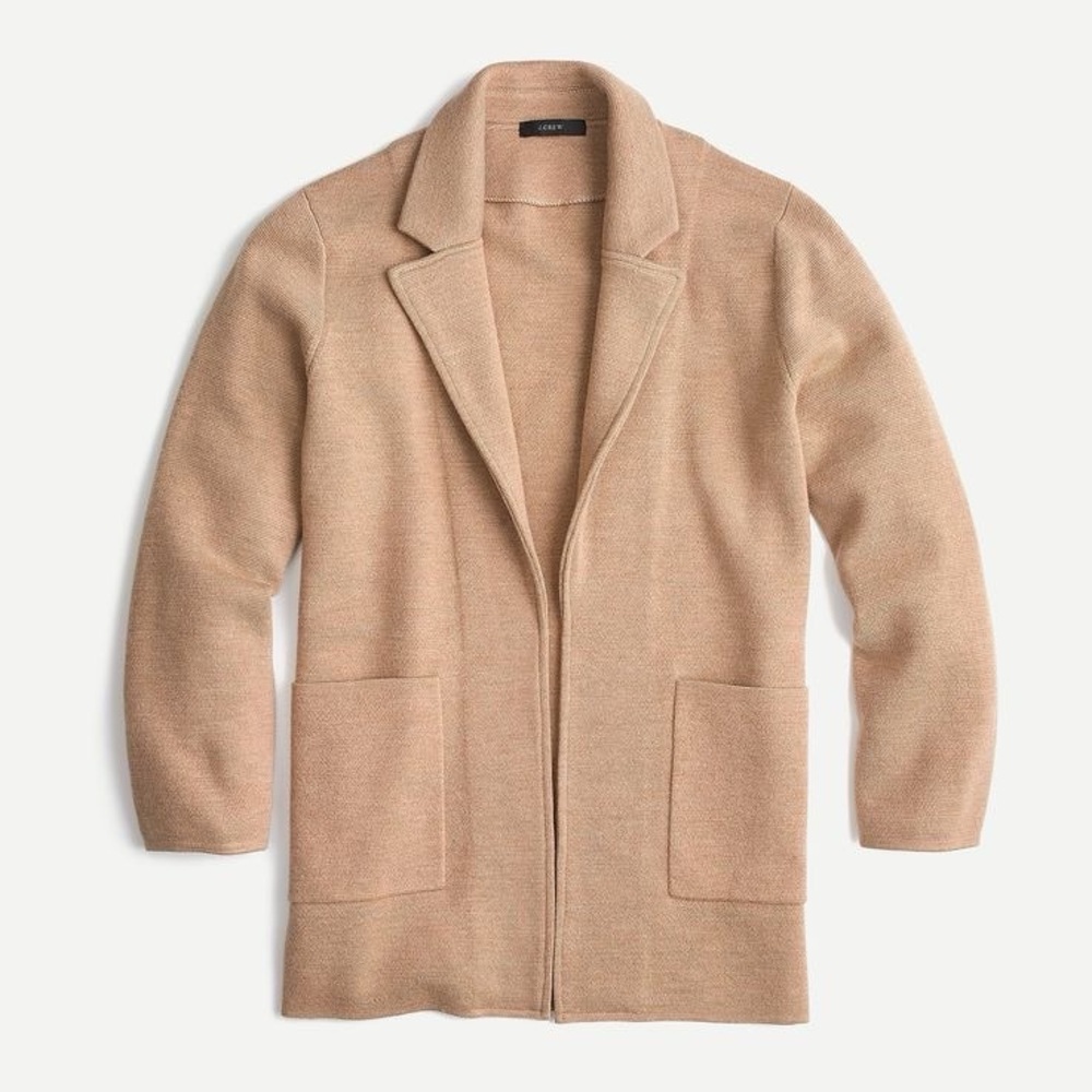 J Crew XXXS camel tan beige wool sweater blazer